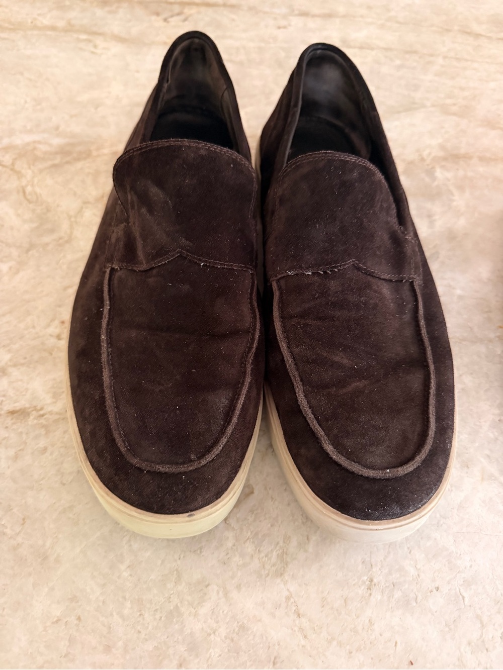 Vince Dark Brown Suede Slip-On Loafers